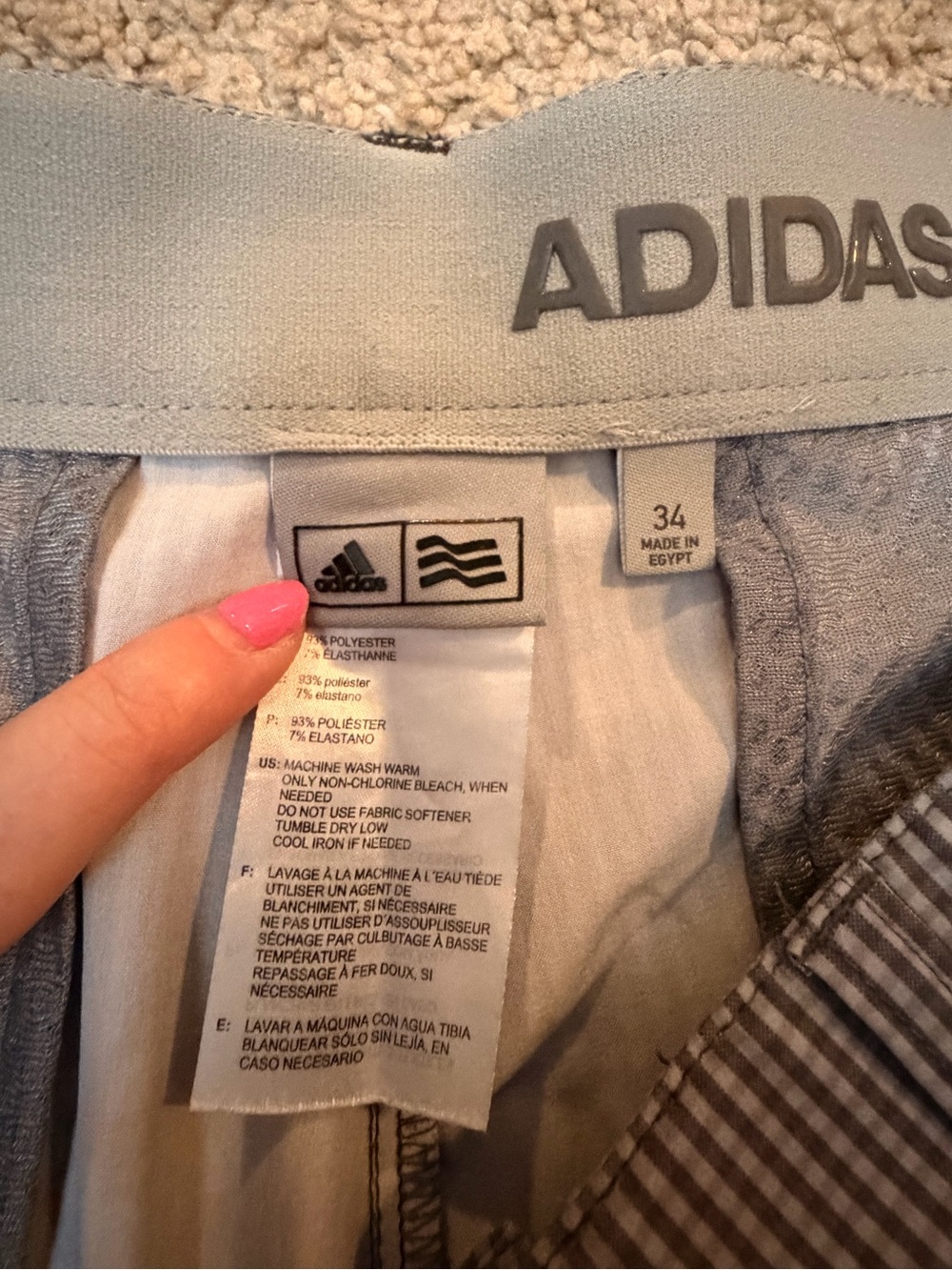 adidas Men's Gray Pinstripe Flat Front Golf Shorts - Picture 2 of 4